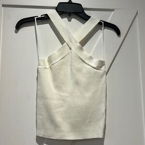 House of Harlow Ripped Cream Cropped Halter Tank Size S